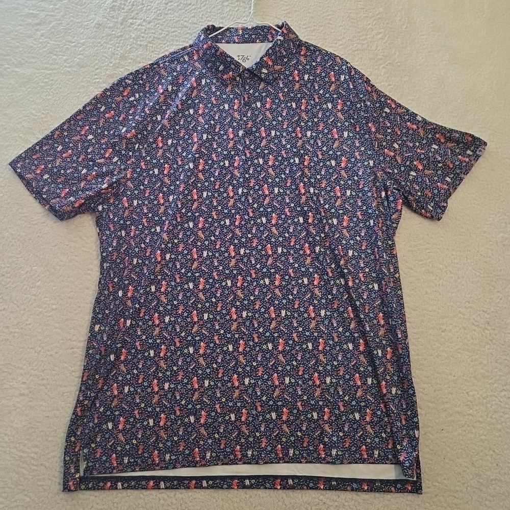 1764 Golf Polo Men's Size 2XL Dounuts Milk Shakes And‎ Sprinkles All Over Print